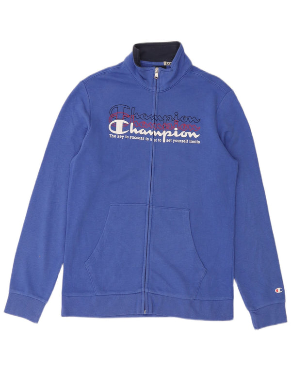 CHAMPION Boys Graphic Tracksuit Top Jacket 13-14 Years XL Blue