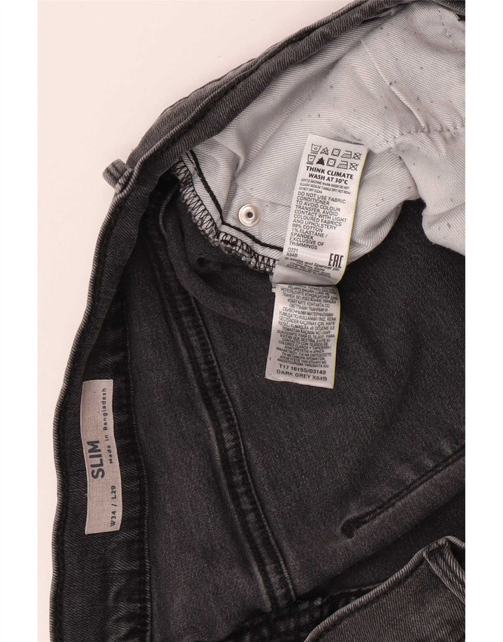 Marks & Spencer Mens Slim Jeans W34 L29 Grey Cotton