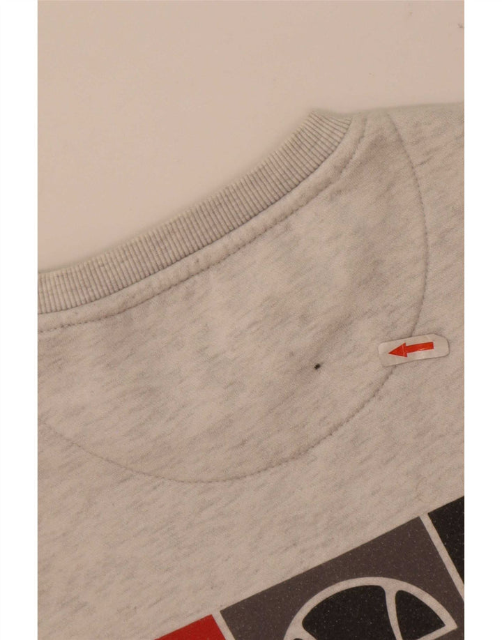 Ellesse Mens Graphic Sweatshirt Jumper Small Grey Flecked Polyester