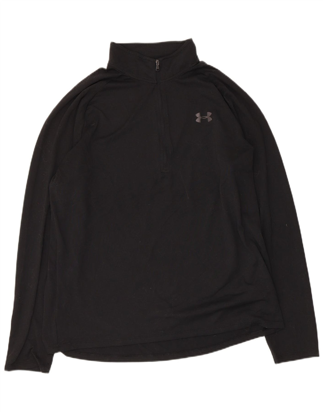 Under Armour Mens Zip Neck Pullover Tracksuit Top Large Black Polyester