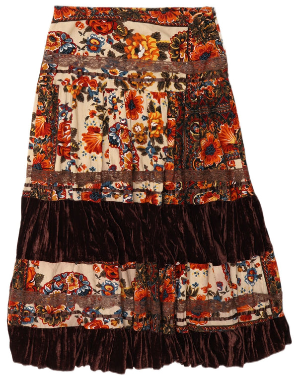 Vintage Womens Tiered Skirt W32 Large Multicoloured Floral