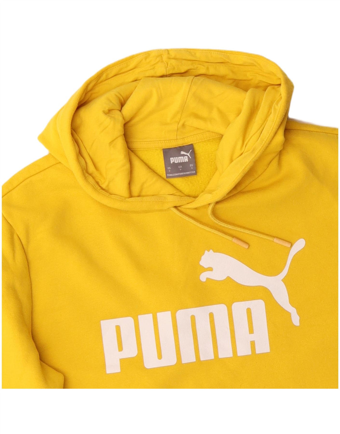 PUMA Mens Graphic Hoodie Jumper Small Yellow Cotton
