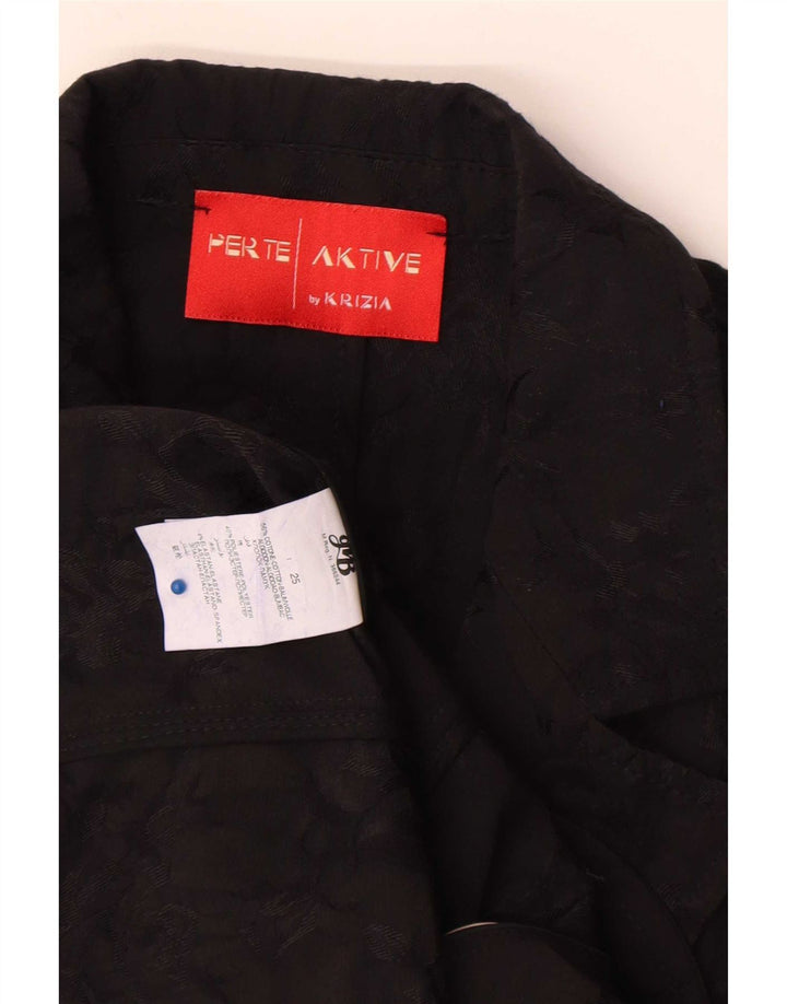 Perte by Krizia Womens 2 Button Blazer Jacket Size 25 Large Black Floral