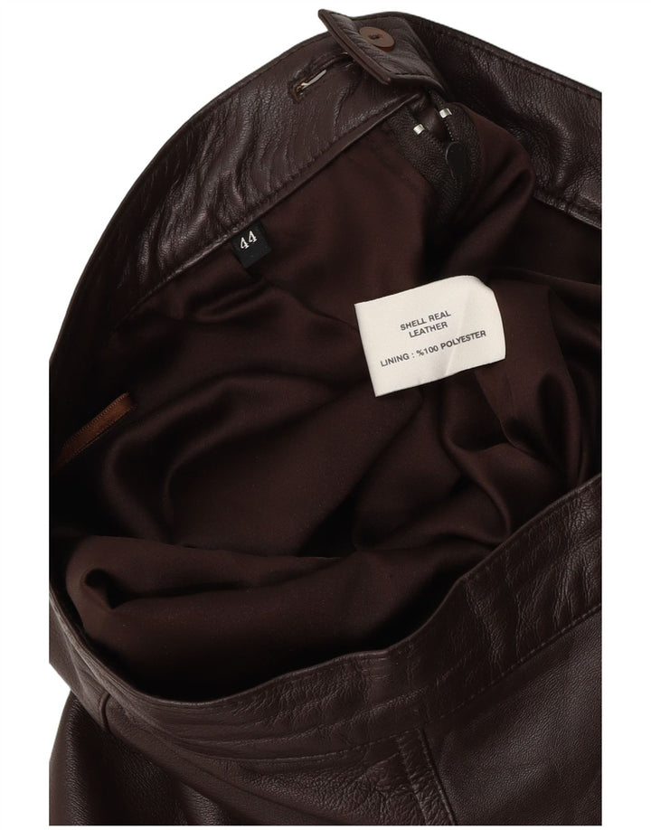 VINTAGE Womens Leather Skirt IT 44 Medium W28  Brown Leather