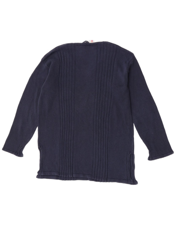 Armata Di Mare Womens V-Neck Jumper Sweater IT 46 Large Navy Blue Cotton