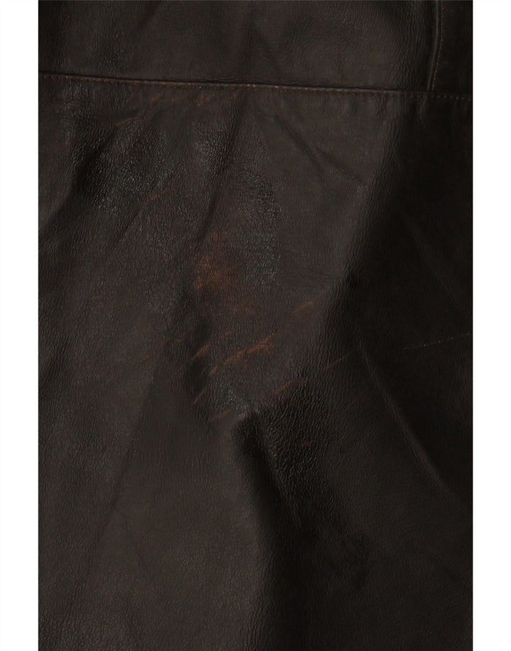 Privilegi Womens Hooded Oversized Leather Coat IT 50 XL Brown Leather