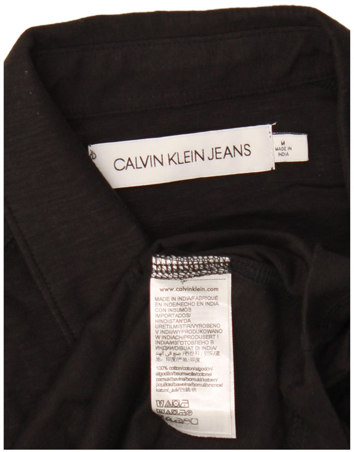CALVIN KLEIN JEANS Mens Graphic Polo Shirt Medium Black Cotton