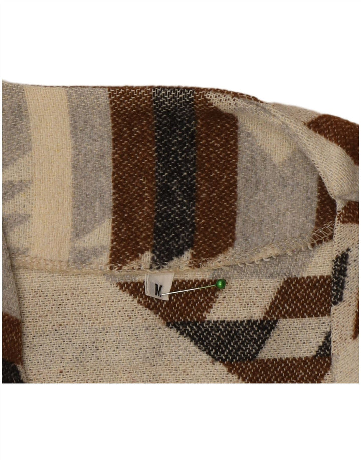 Vintage Mens Cardigan Sweater Medium Multicoloured Geometric Aztec