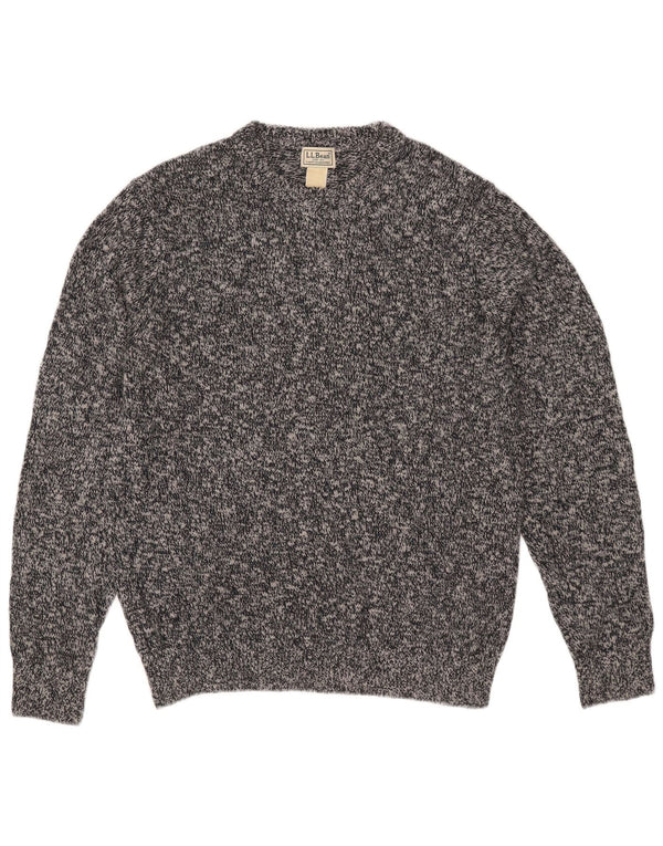 L.L.Bean Mens Crew Neck Jumper Sweater Medium Grey Flecked Cotton