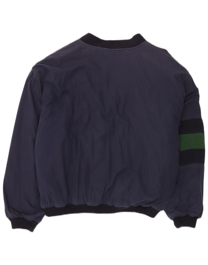VINTAGE Mens Bomber Jacket UK 42 XL Navy Blue Colourblock