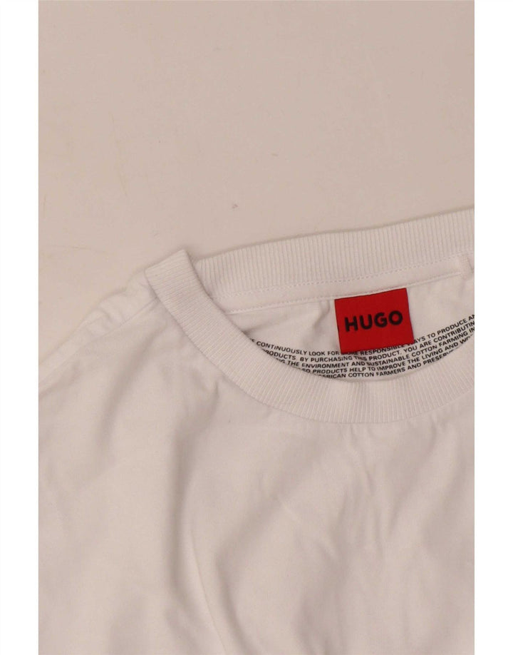 Hugo Boss Mens Graphic T-Shirt Top Medium White
