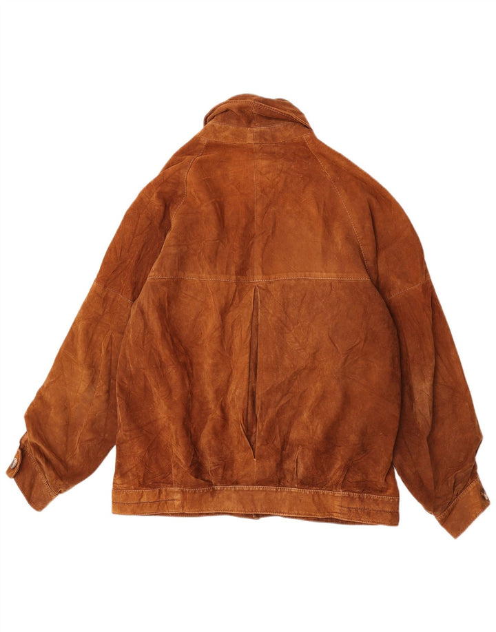 Vintage Mens Suede Jacket IT 54 2XL Brown Leather