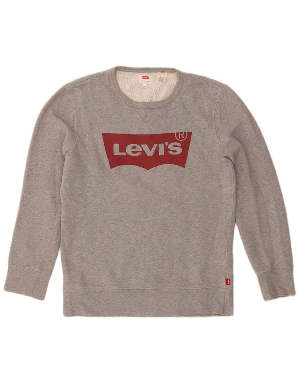 Levi's Womens Graphic Sweatshirt Jumper UK 6 XS Grey Cotton