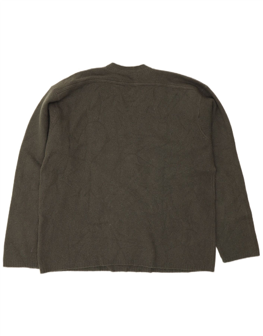 Zara Mens V-Neck Jumper Sweater XL Khaki Wool