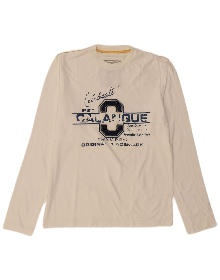 THINK PINK Mens Graphic Top Long Sleeve XL Off White Cotton