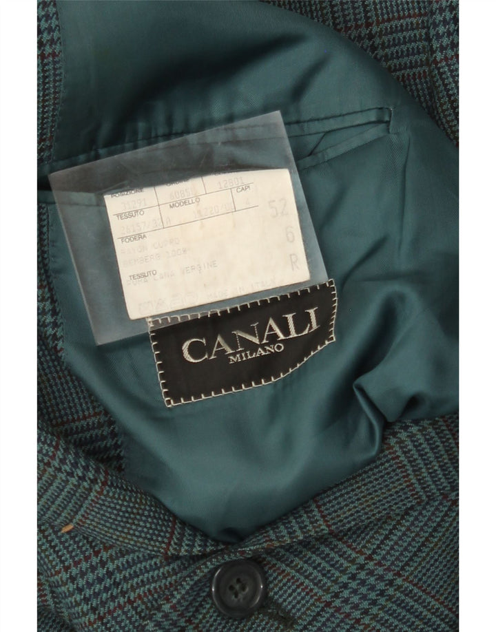 CANALI Mens 2 Button Blazer Jacket IT 52 XL Blue Houndstooth Wool