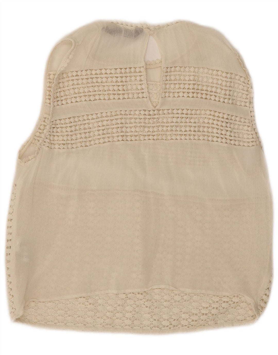 Zara Womens Crop Sleeveless Lace Blouse Top UK 12 Medium White Polyester