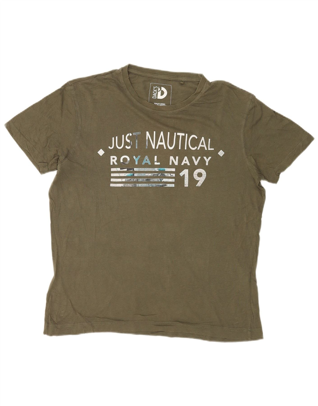 Dack's Mens Graphic T-Shirt Top Small Khaki Cotton