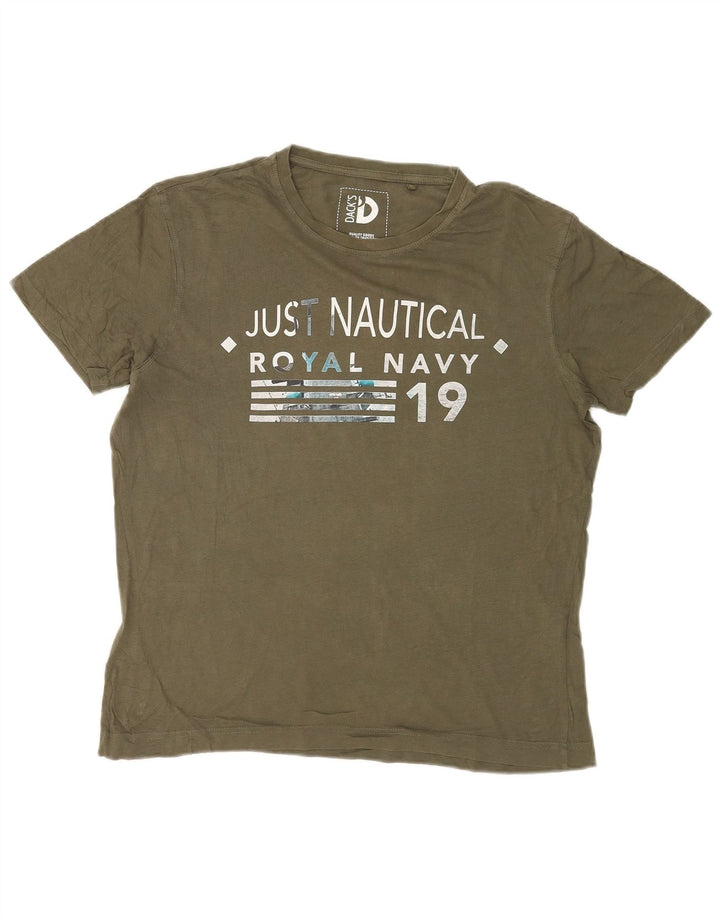 Dack's Mens Graphic T-Shirt Top Small Khaki Cotton