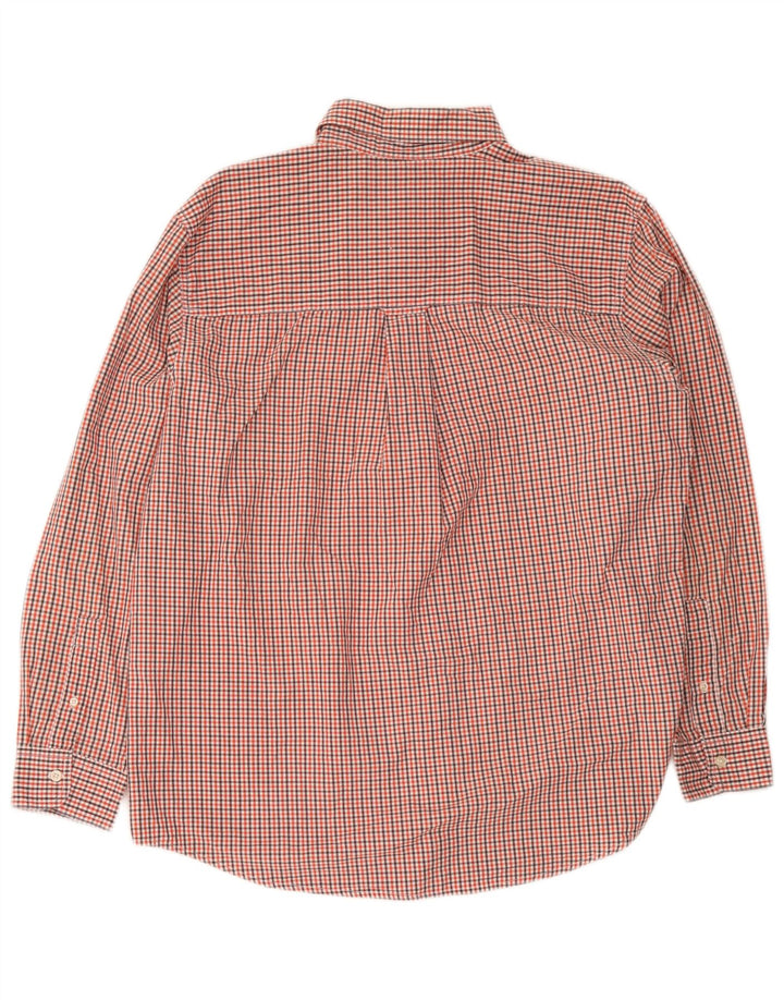 Chaps Mens Easy Care Shirt Large Red Gingham Cotton
