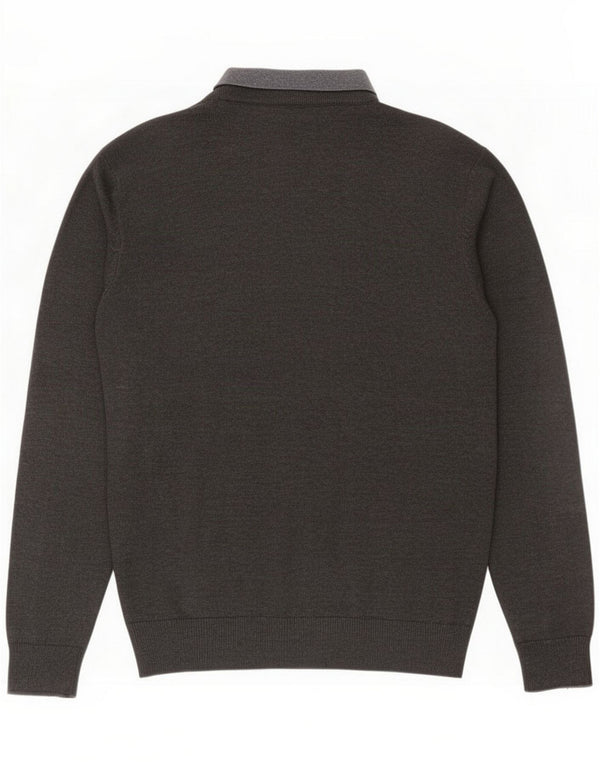 Pierre Cardin Mens V-Neck Jumper Sweater Large Grey Cotton