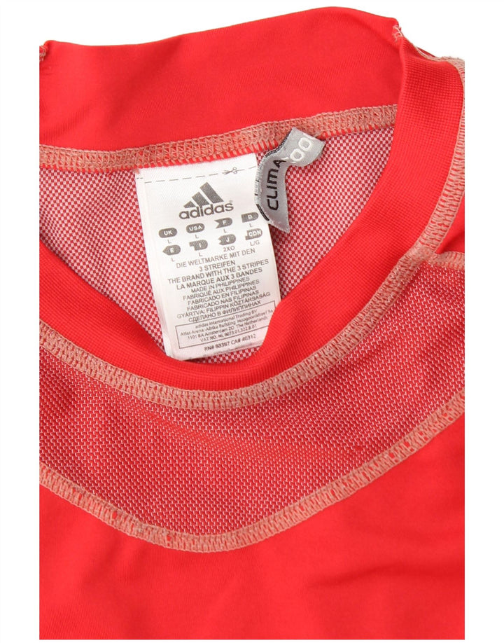 Adidas Mens Climacool T-Shirt Top Large Red Colourblock Polyester