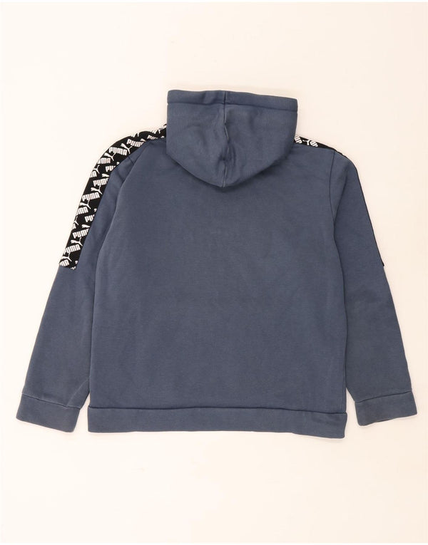 PUMA Mens Graphic Hoodie Jumper Medium Navy Blue Colourblock Cotton