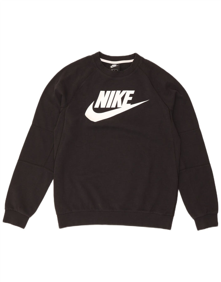 Nike Mens Graphic Sweatshirt Jumper Medium Black Cotton