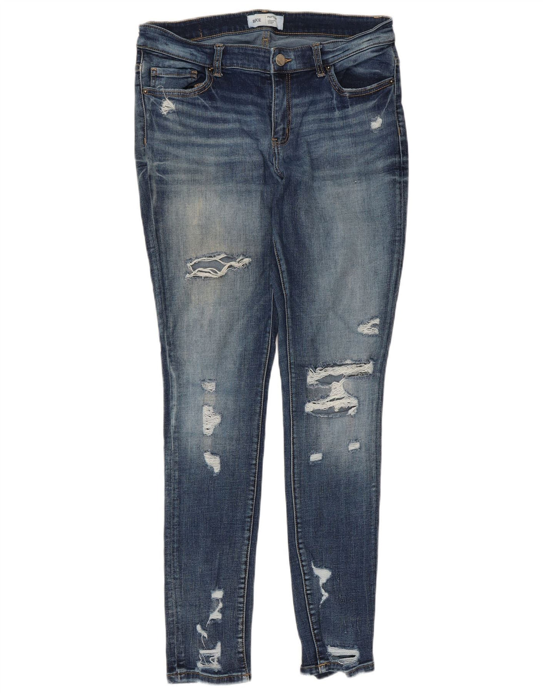 BKE Womens Payton Distressed Mid Rise Skinny Jeans W30 L31 Blue Cotton