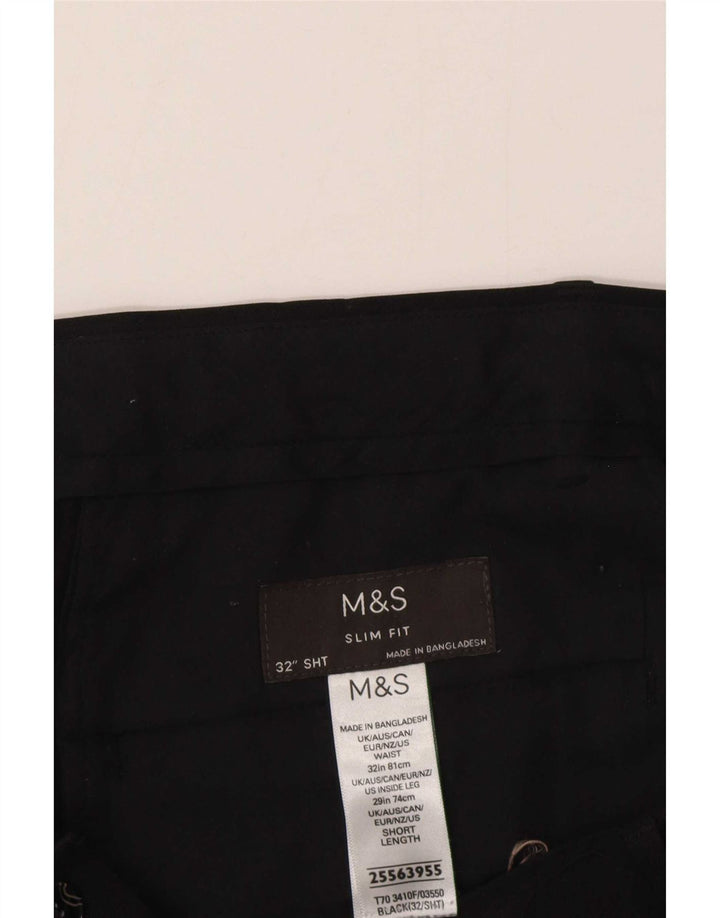 Marks & Spencer Mens Slim Fit Chino Trousers W32 L29 Black Polyester