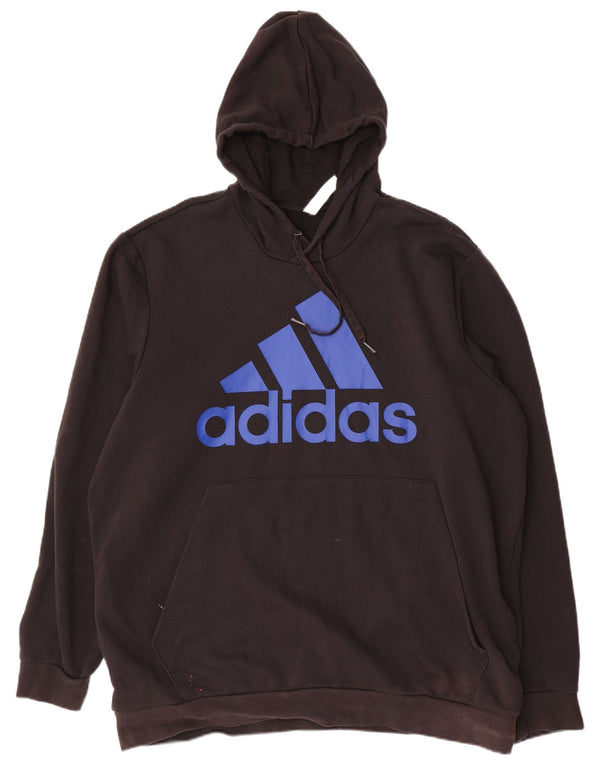 ADIDAS Mens Graphic Hoodie Jumper UK 52/54 2XL Black Polyester