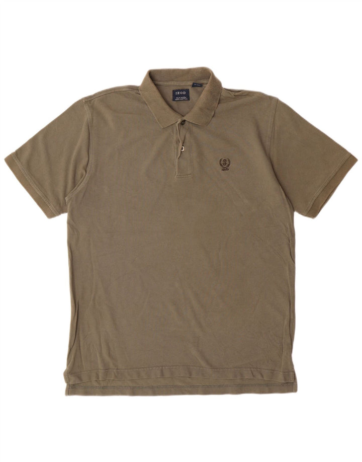 Izod Mens Polo Shirt Large Khaki Cotton