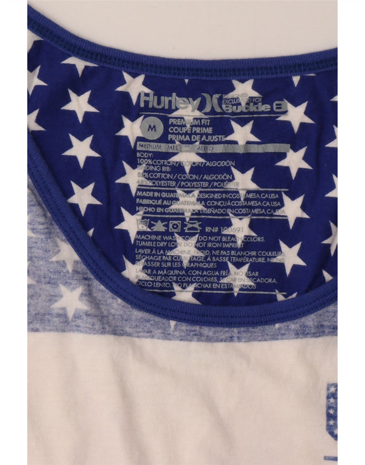 Hurley Womens USA Graphic Vest Top UK 14 Medium Pink Colourblock Cotton