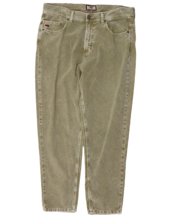 Carrera Mens Crop Tapered Corduroy Trousers W34 L26 Khaki Cotton