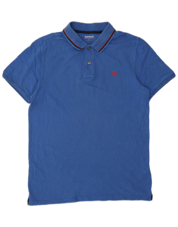 Timberland Mens Slim Fit Polo Shirt Large Blue Cotton