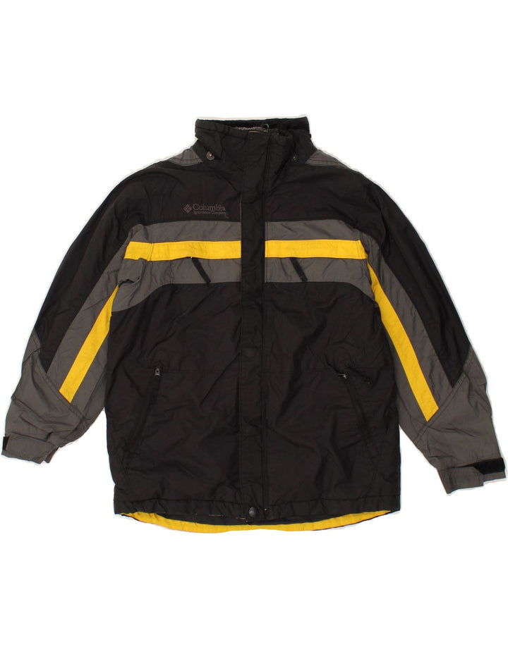 COLUMBIA Boys Windbreaker Jacket 7-8 Years Black Colourblock Nylon Vintage Columbia and Second-Hand Columbia from Messina Hembry 