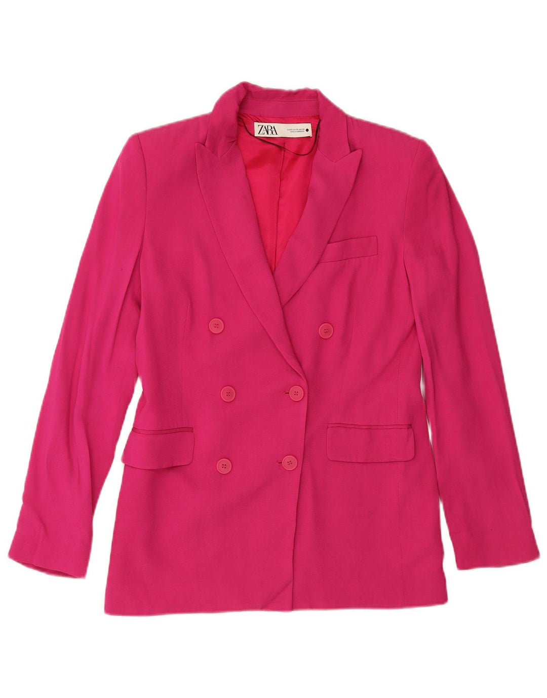 ZARA Womens Loose Fit Double Breasted Blazer Jacket UK 6 XS Pink Viscose