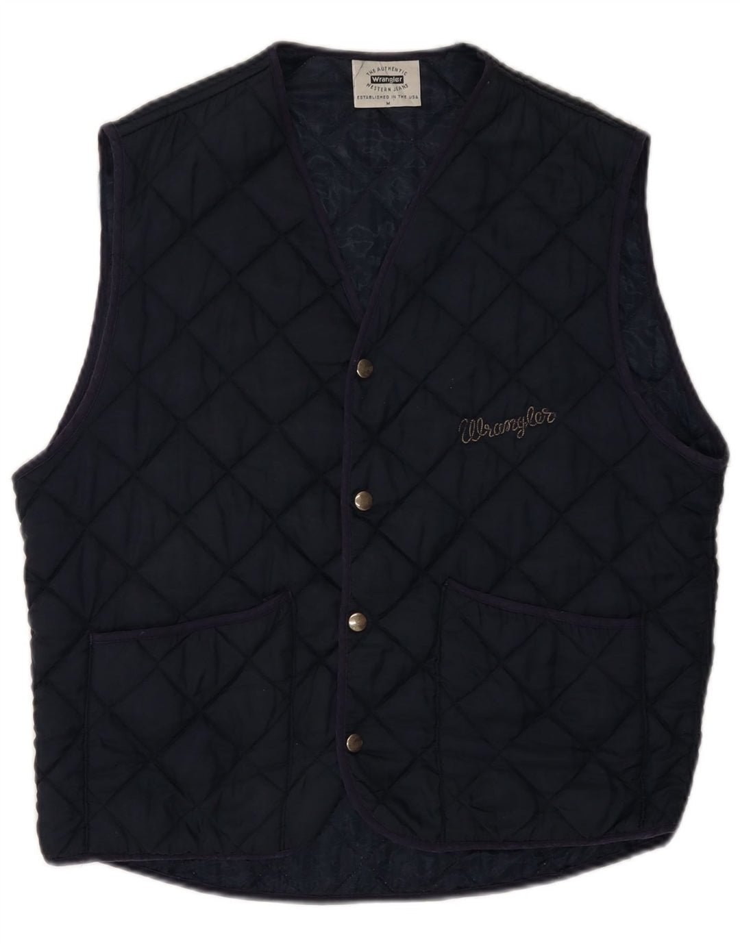 Wrangler Mens Quilted Gilet UK 38 Medium Navy Blue Polyamide