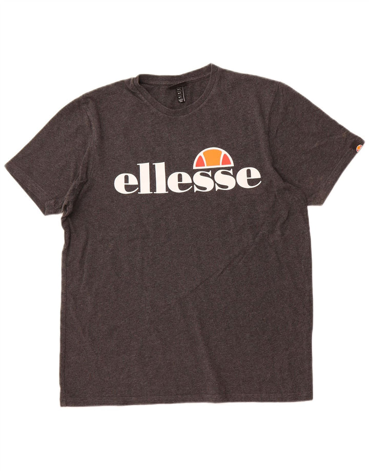 ELLESSE Womens Graphic Graphic T-Shirt Top UK 14 Large Grey Cotton