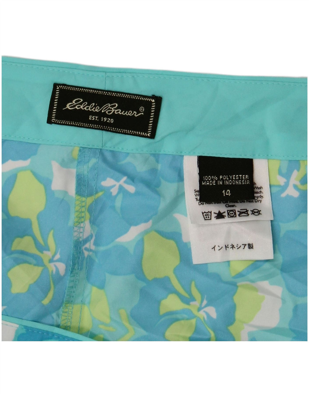 EDDIE BAUER Womens Swimming Shorts US 14 XL  Blue Floral Polyester