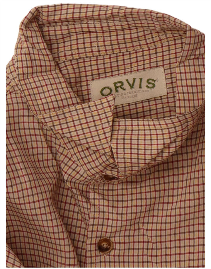 Orvis Mens Shirt XL Beige Check