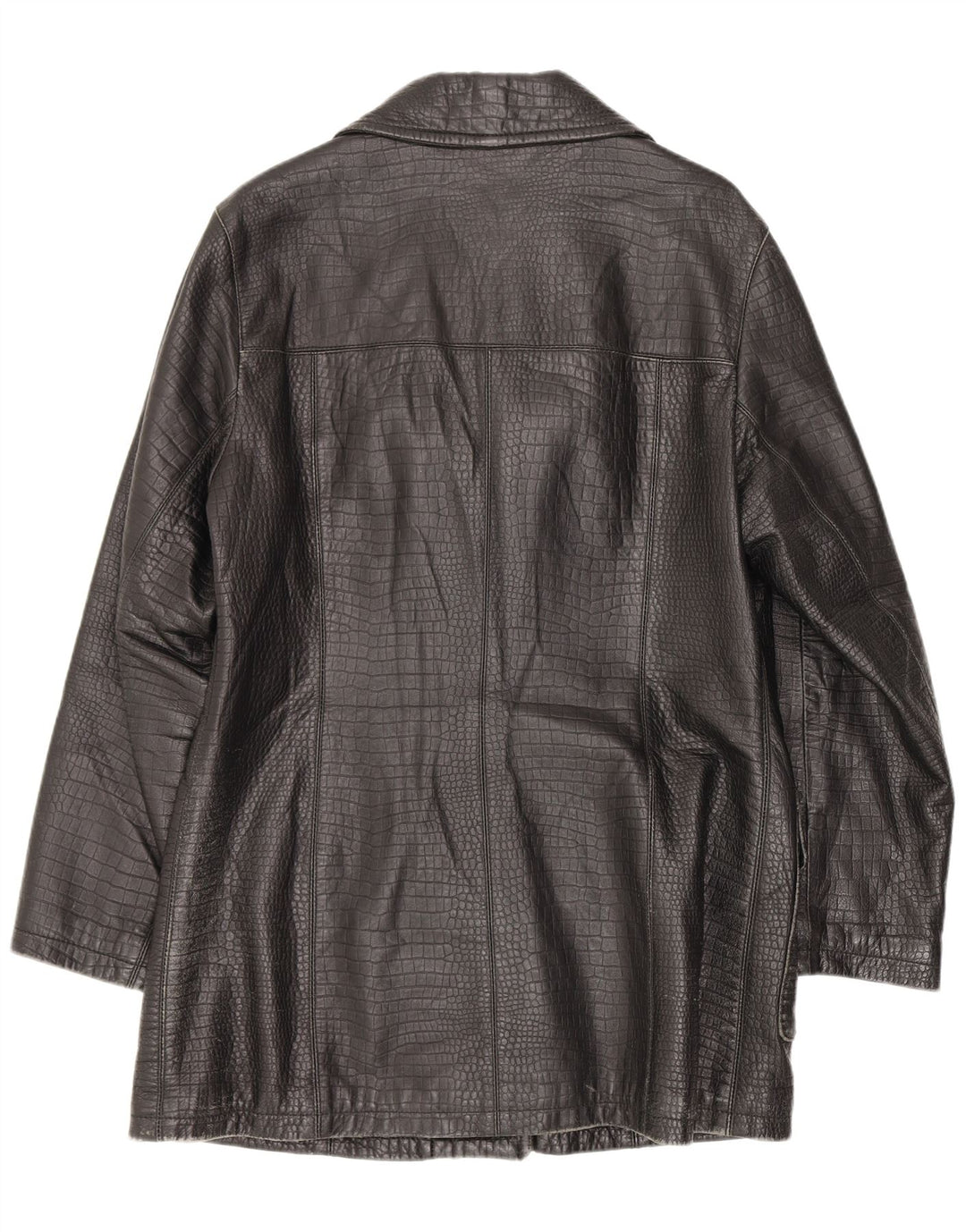 Conbipel Womens Leather Coat UK 12 Medium Black Animal Print Classic