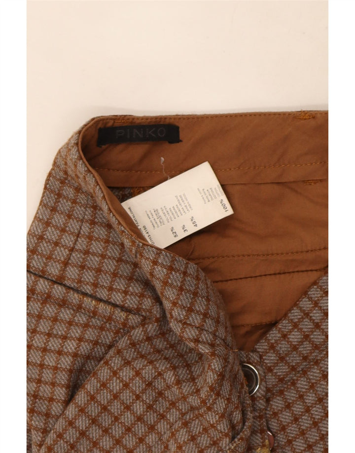 Pinko Womens Slim Chino Trousers W26 L26 Brown Check Polyester