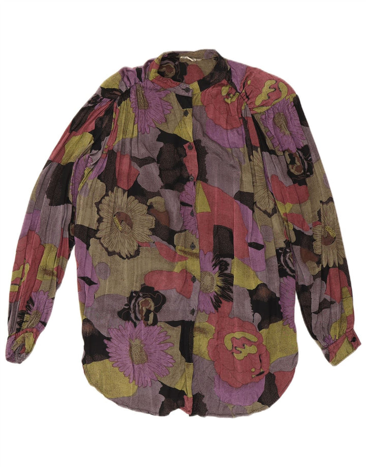 VINTAGE Womens Longline Shirt Blouse EU 36/38 Medium Multicoloured Floral