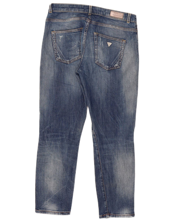 Guess Womens Distressed Relaxed Fit Tapered Jeans W26 L26 Blue Cotton