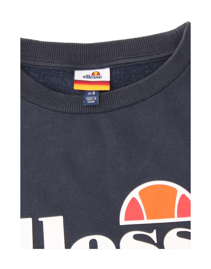 Ellesse Womens Oversized Graphic Sweatshirt Jumper UK 8 Small  Navy Blue