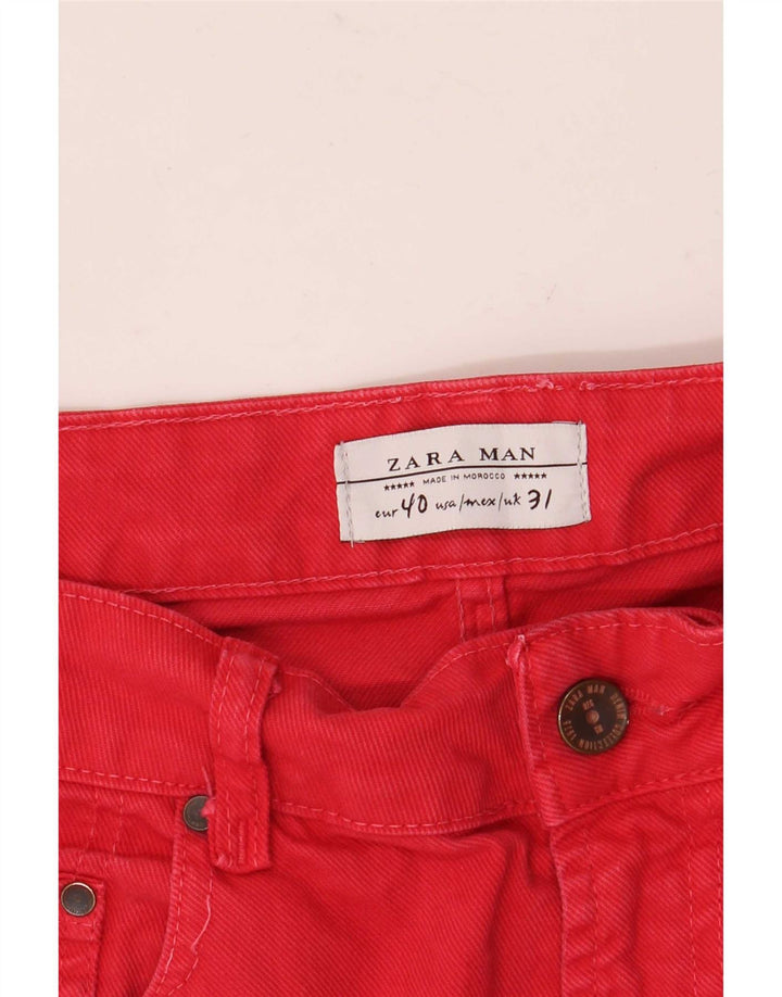Zara Mens Denim Shorts EU 40 Medium W31 Red