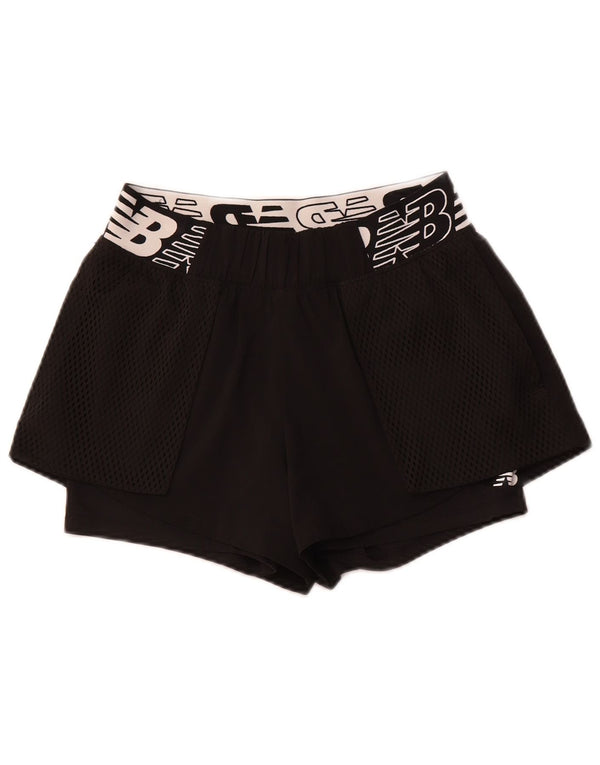 NEW BALANCE Womens Graphic Sport Shorts UK 10 Small  Black
