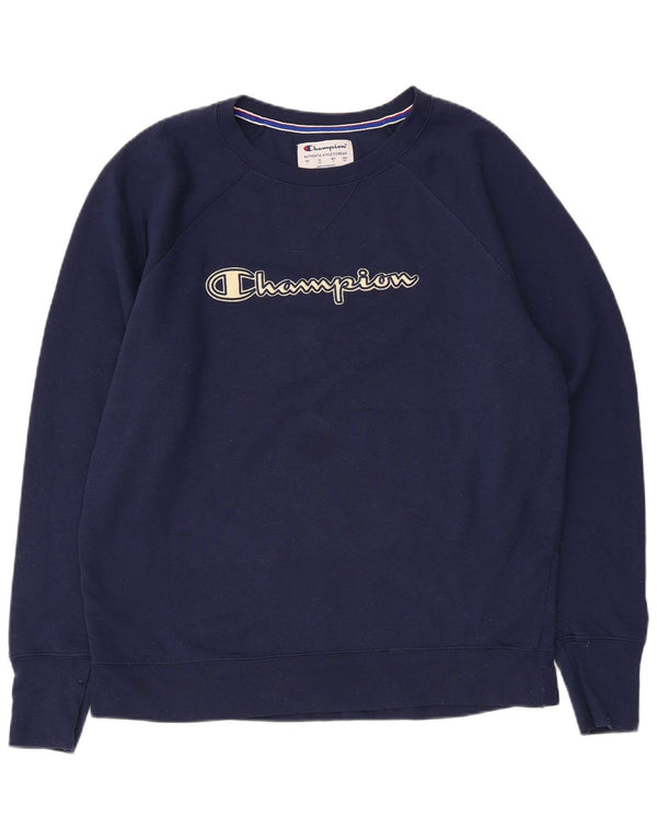 Champion Mens Graphic Sweatshirt Jumper Large Navy Blue Polyester