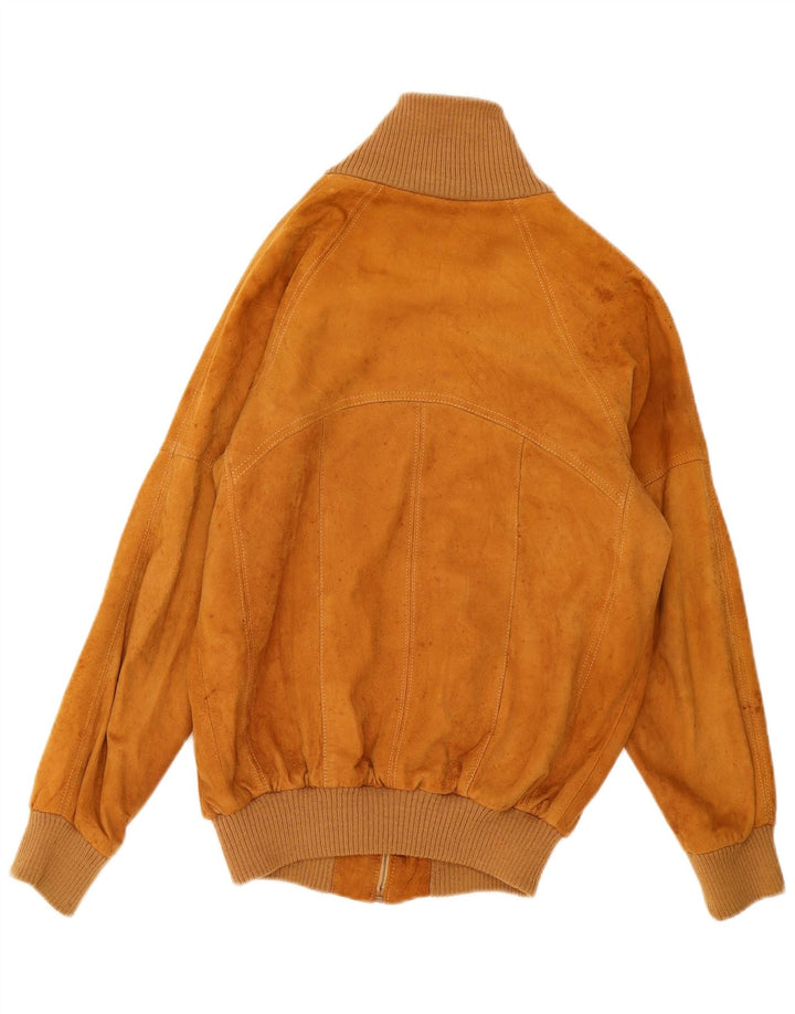 Vintage Mens Suede Bomber Jacket IT 50 Large Beige Leather